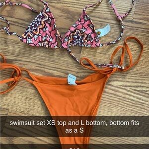Orange and Pink Patterned Bikini Set